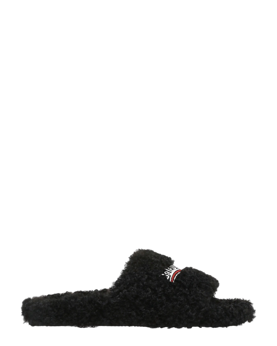 Balenciaga Furry Slide Black