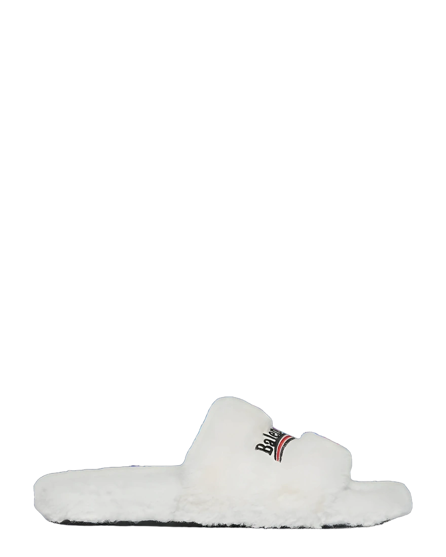 Balenciaga Furry Slide White