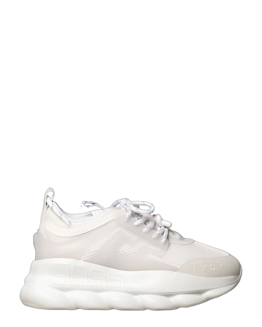 Versace Chain Reaction White Cream Mesh Rubber Suede