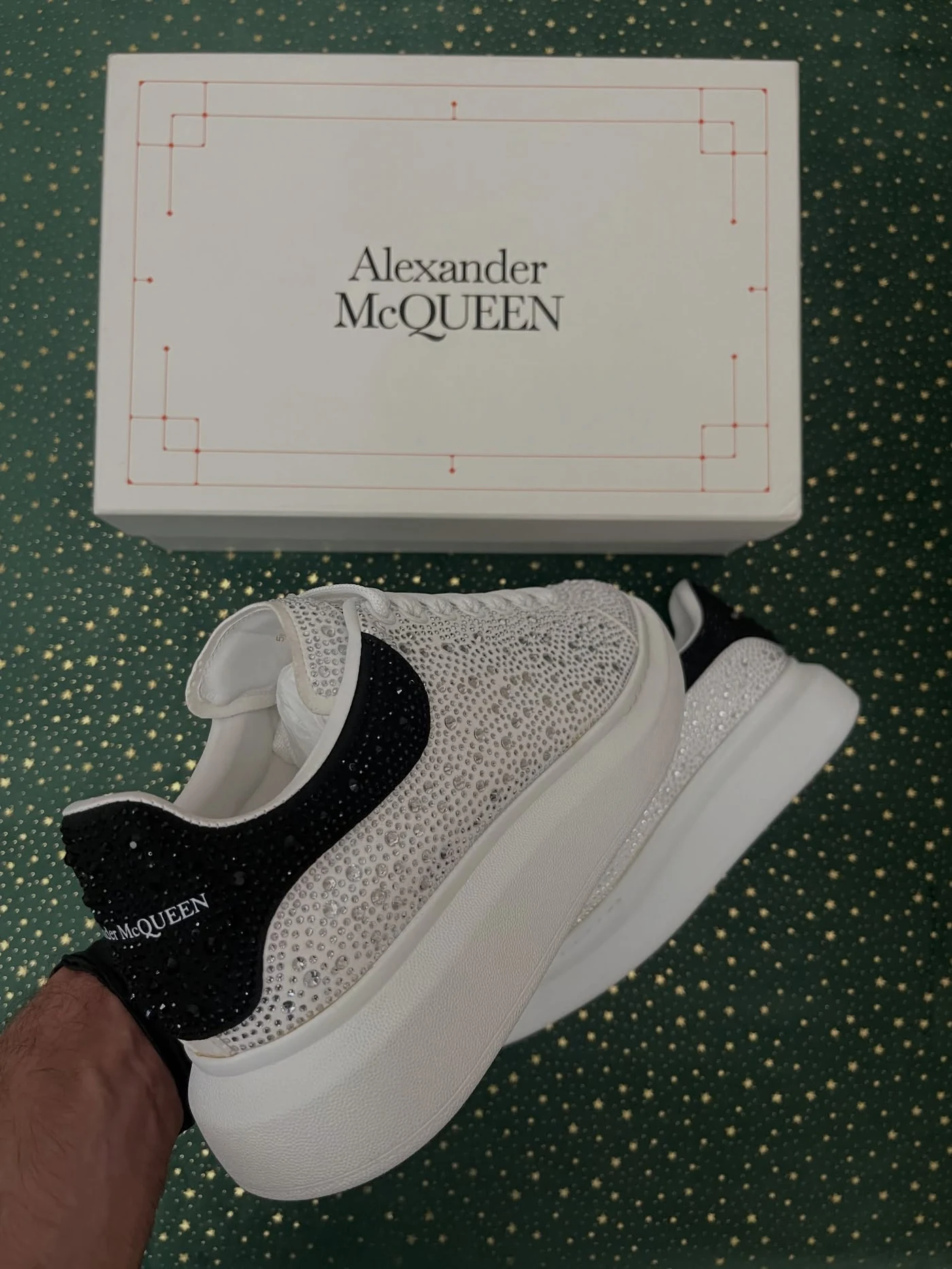 McQueen Crystal Embellished White Black, imaginea 3