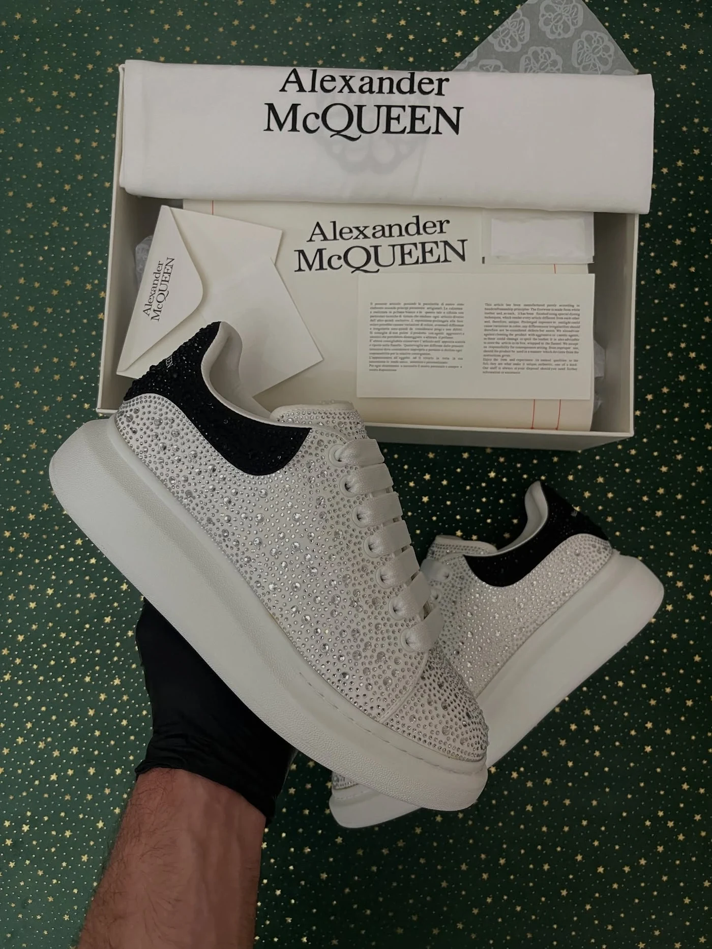 McQueen Crystal Embellished White Black, imaginea 5