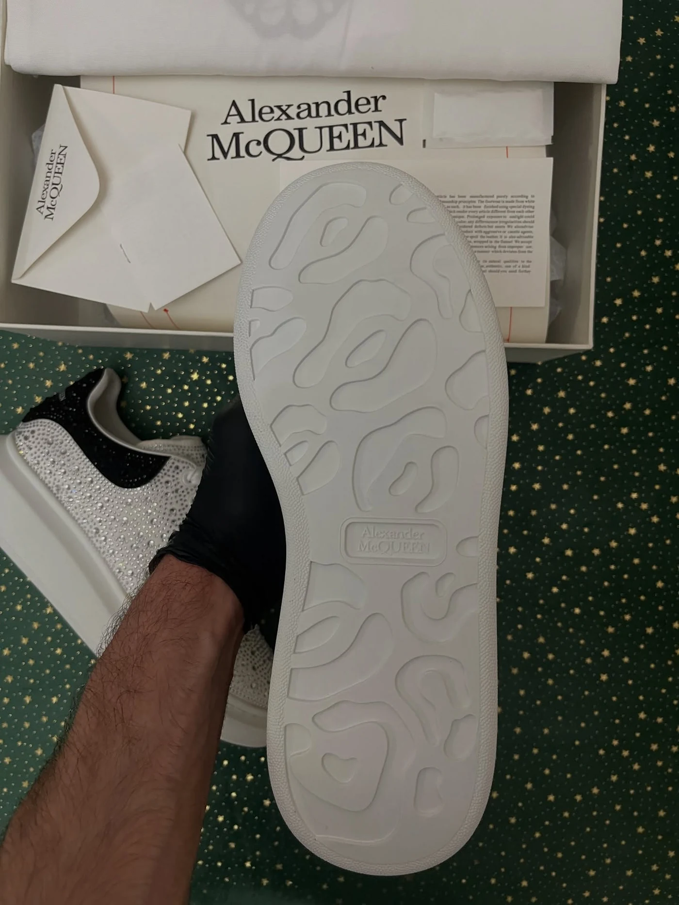 McQueen Crystal Embellished White Black, imaginea 7