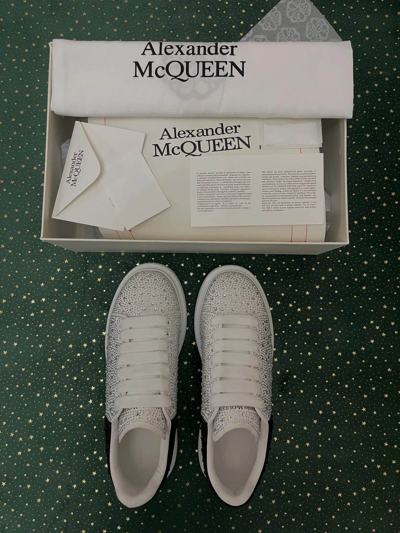 McQueen Crystal Embellished White Black, imaginea 8