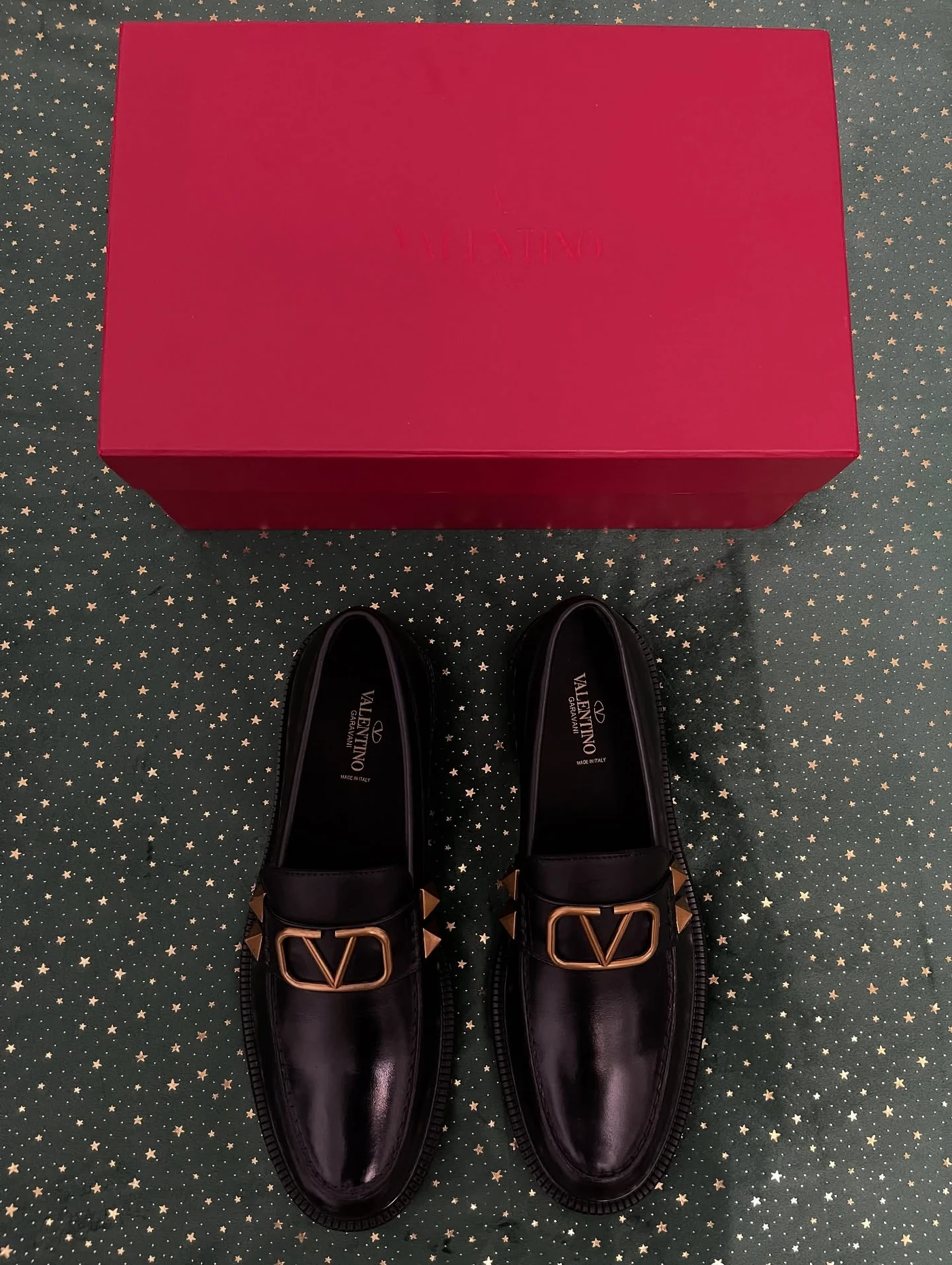 Valentino Garavani Black Stud Sign Loafers, imaginea 7