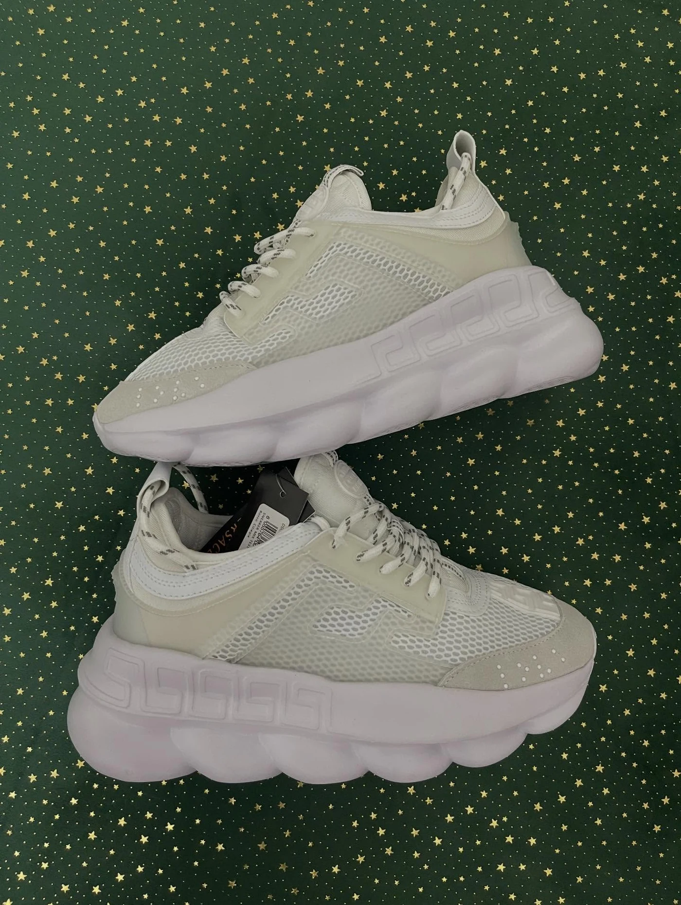 Versace Chain Reaction White Cream Mesh Rubber Suede, imaginea 2